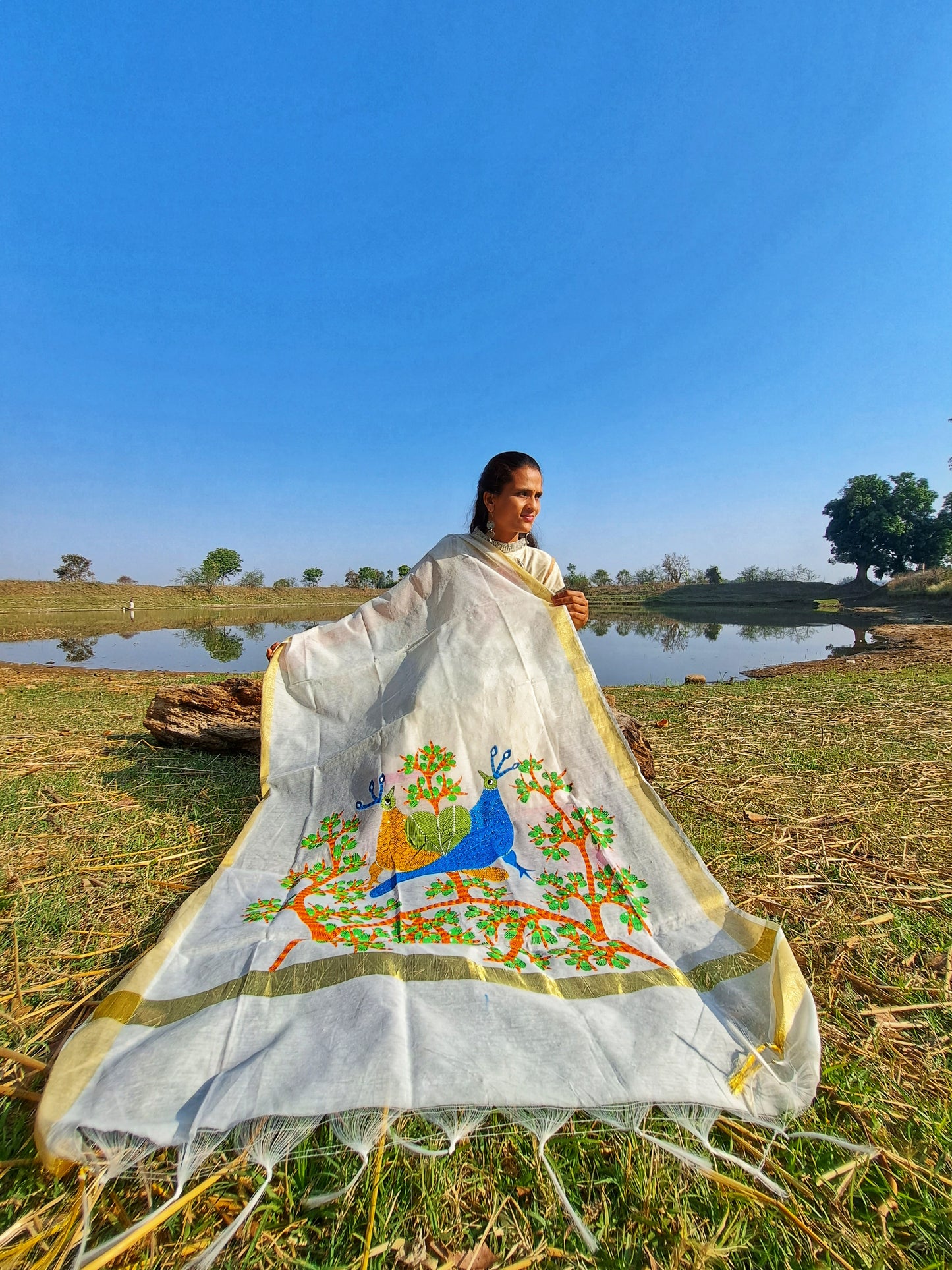 Original Gond Handpainted Dupatta