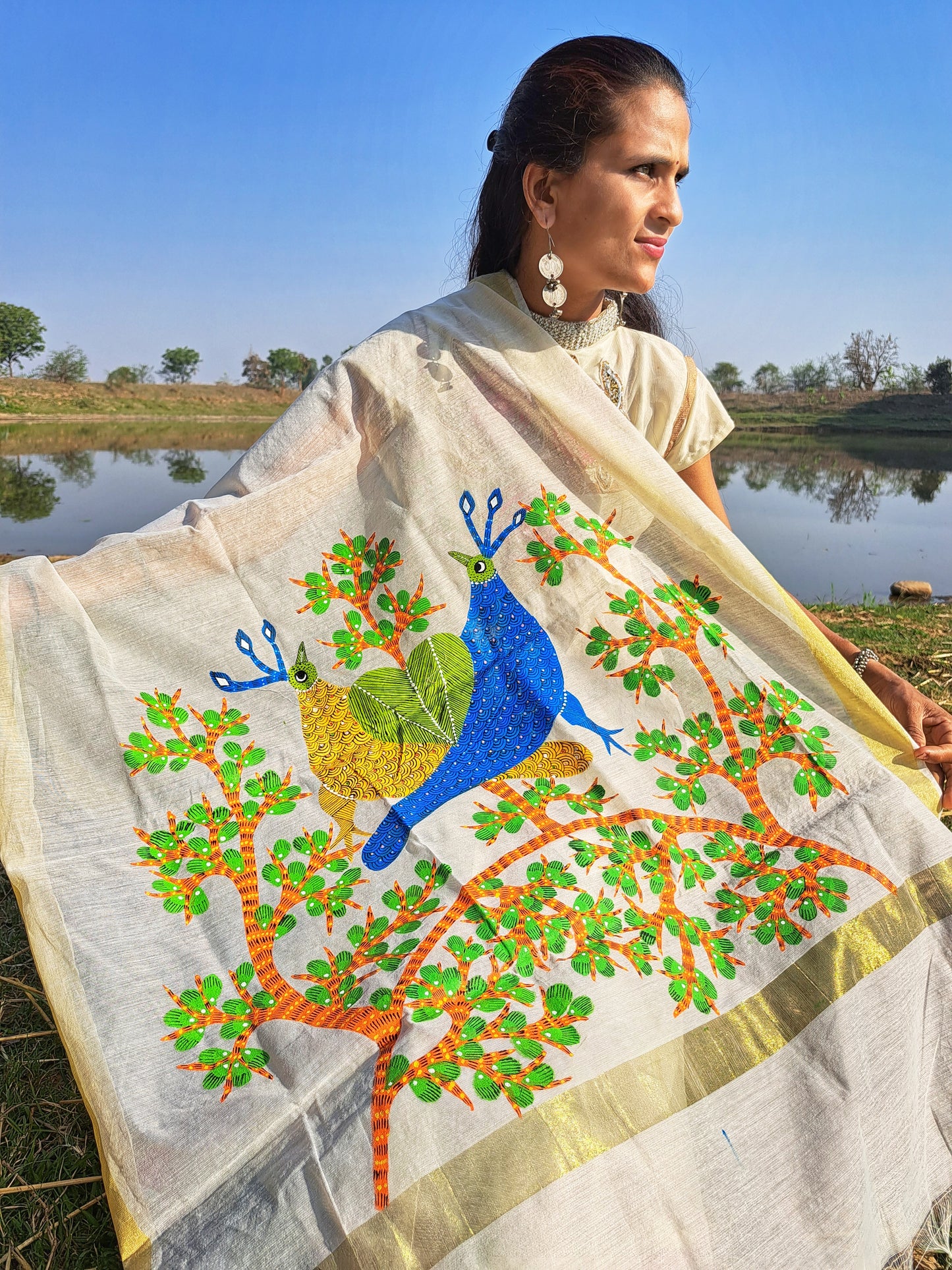 Original Gond Handpainted Dupatta