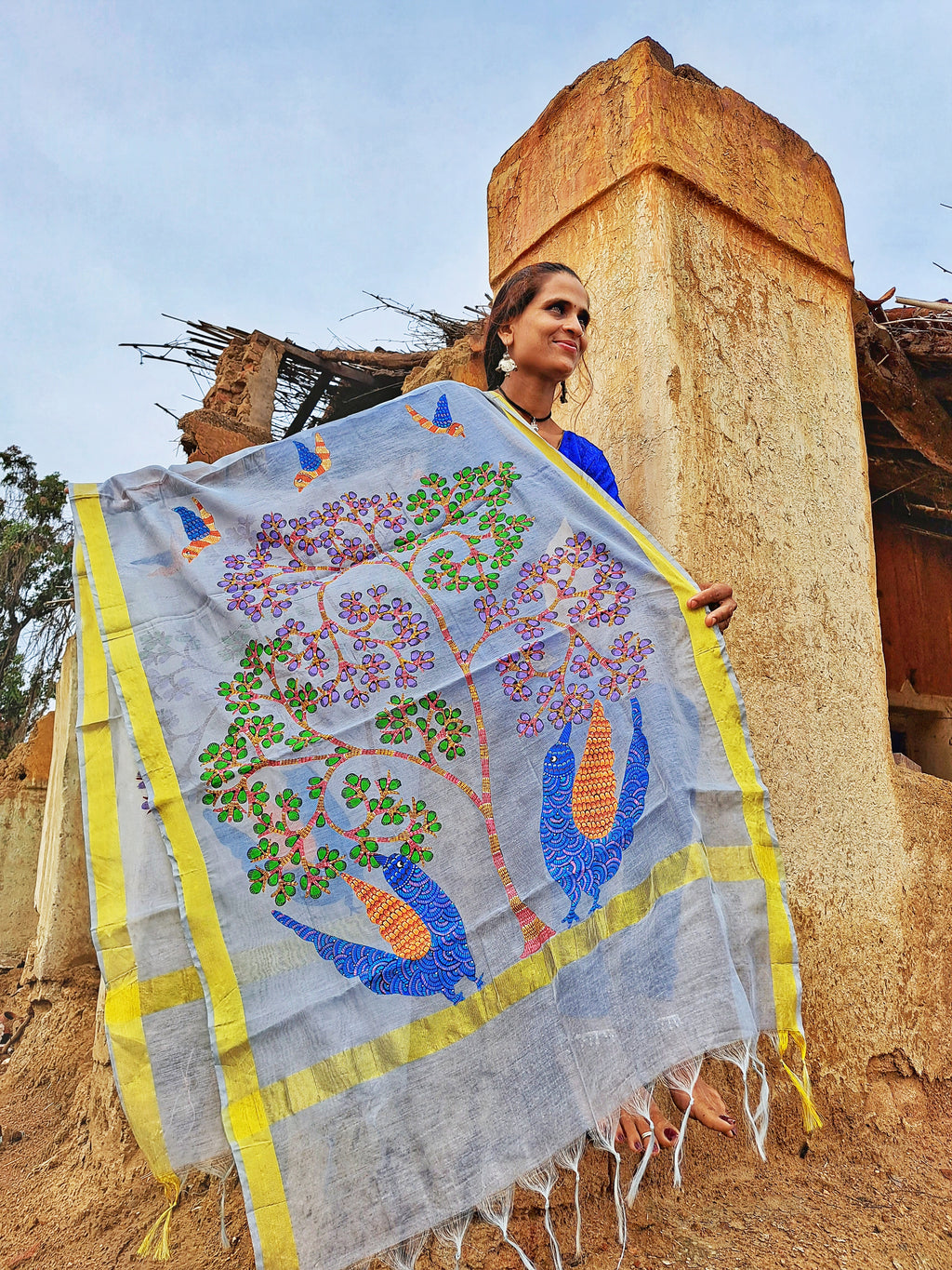 Original Gond Handpainted Dupatta