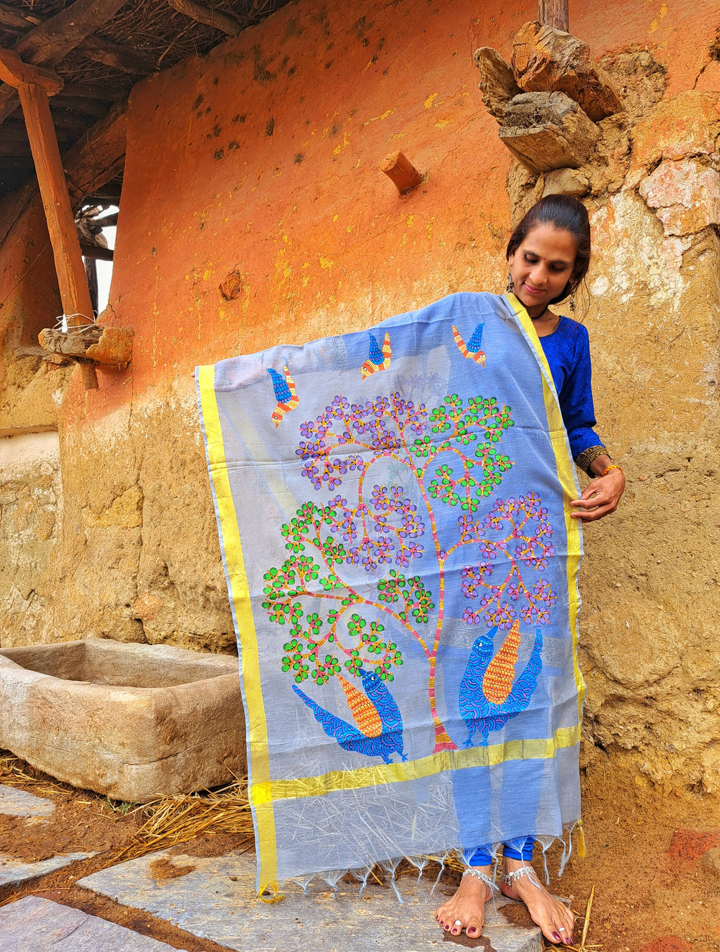 Original Gond Handpainted Dupatta