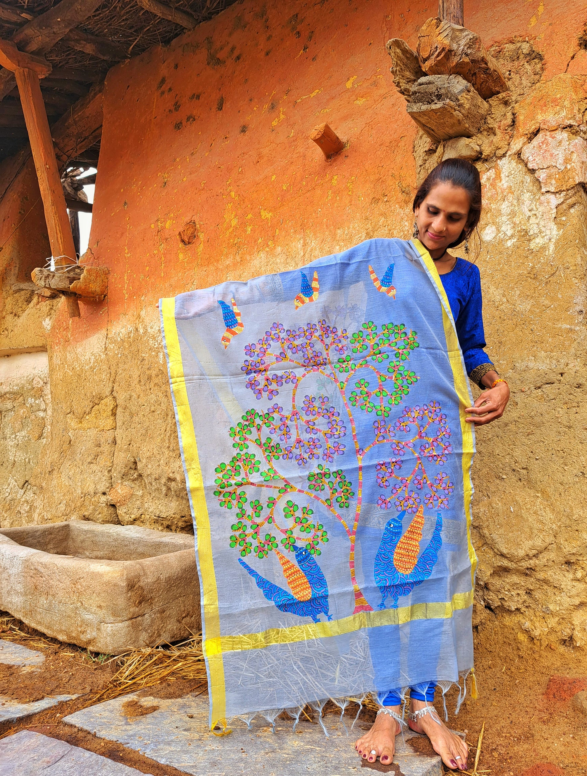 Original Gond Handpainted Dupatta