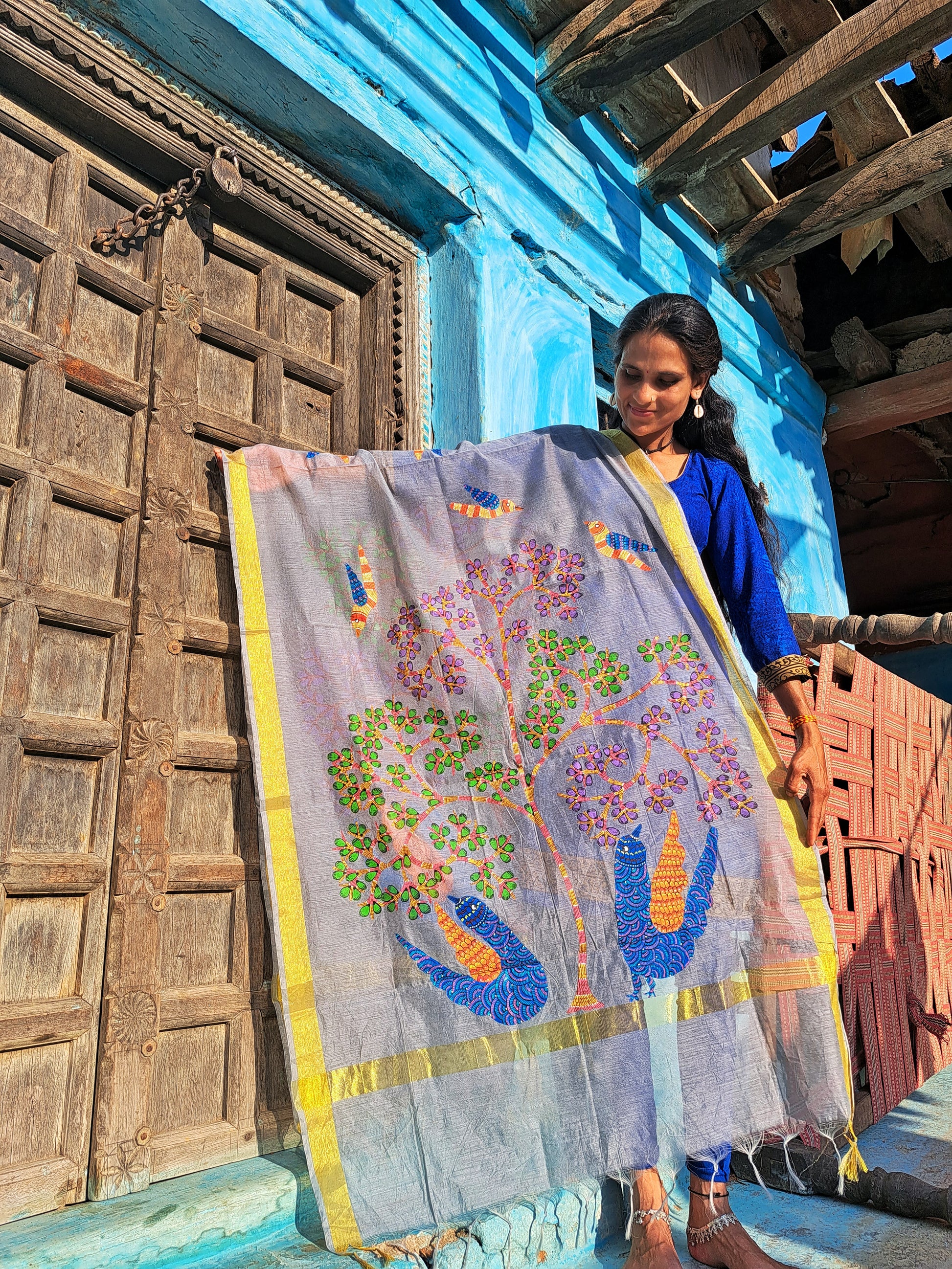 Original Gond Handpainted Dupatta
