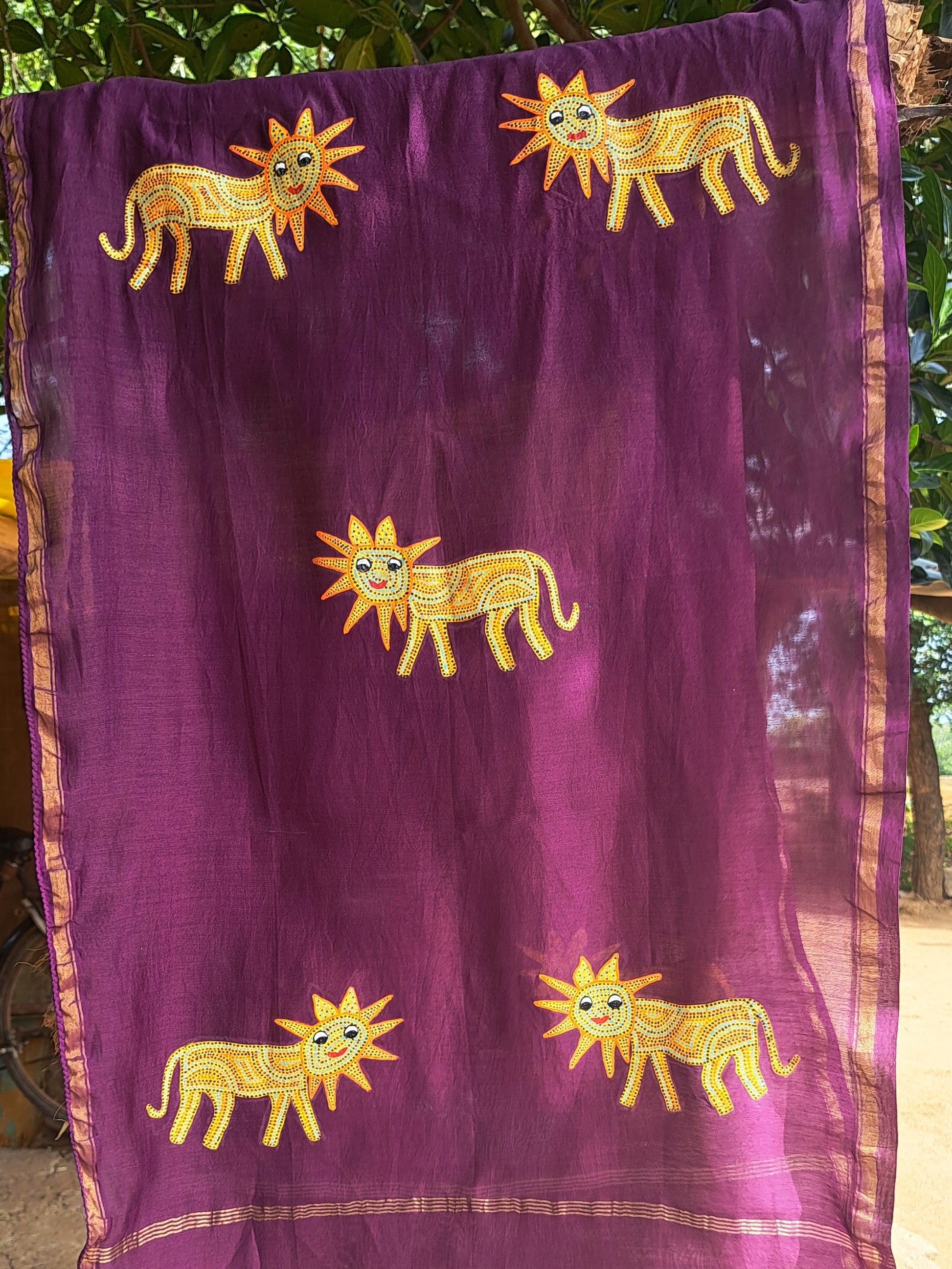 Original Bhil Handpainted Chanderi Stole