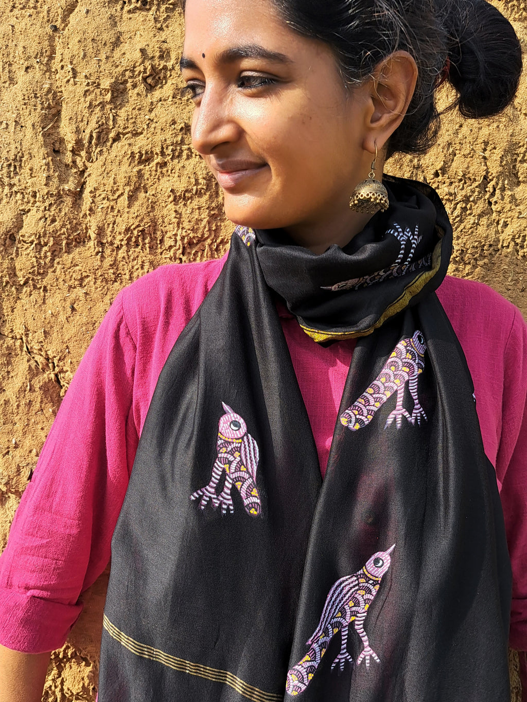 Original Gond Hand painted Chanderi stole