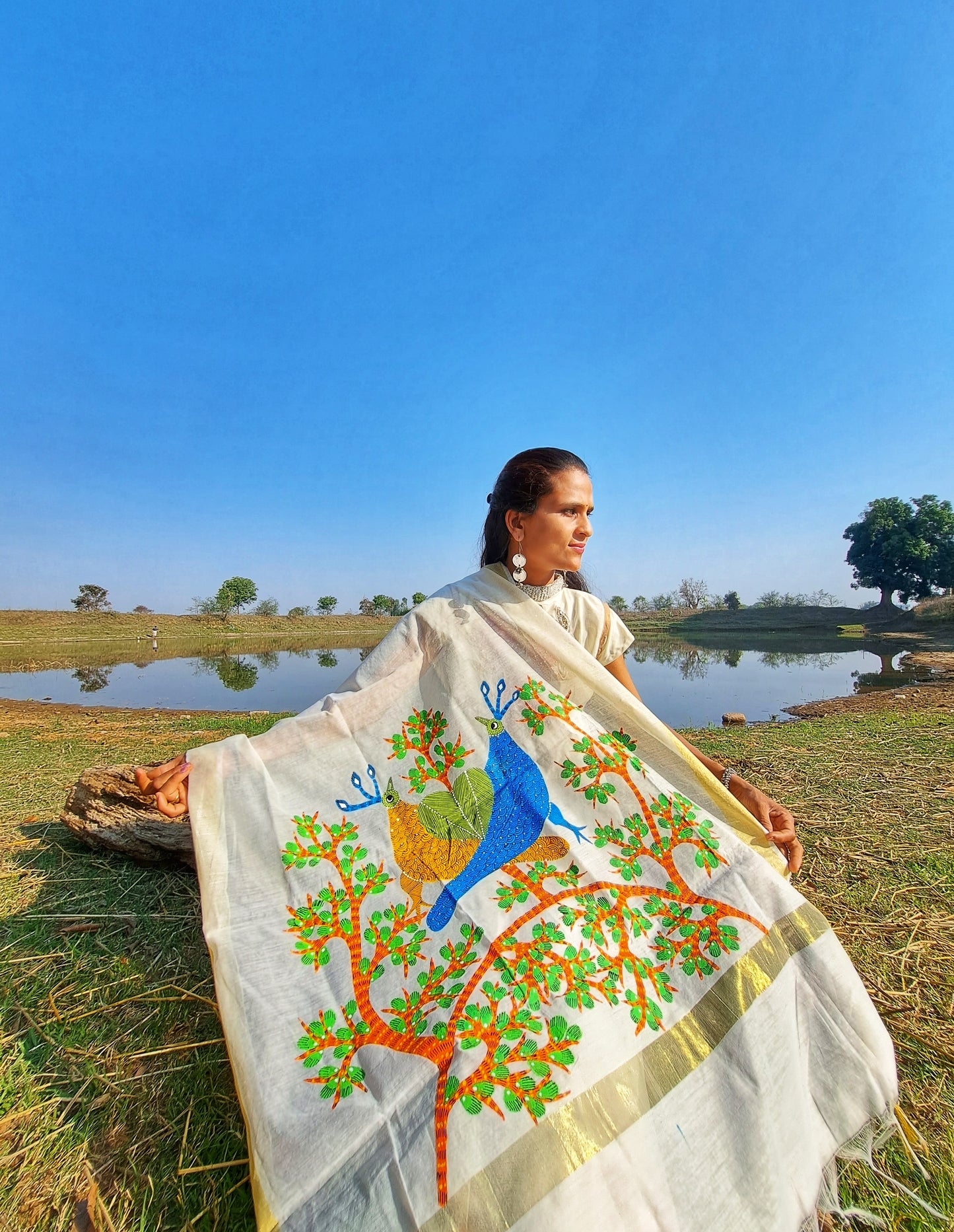 Original Gond Handpainted Dupatta