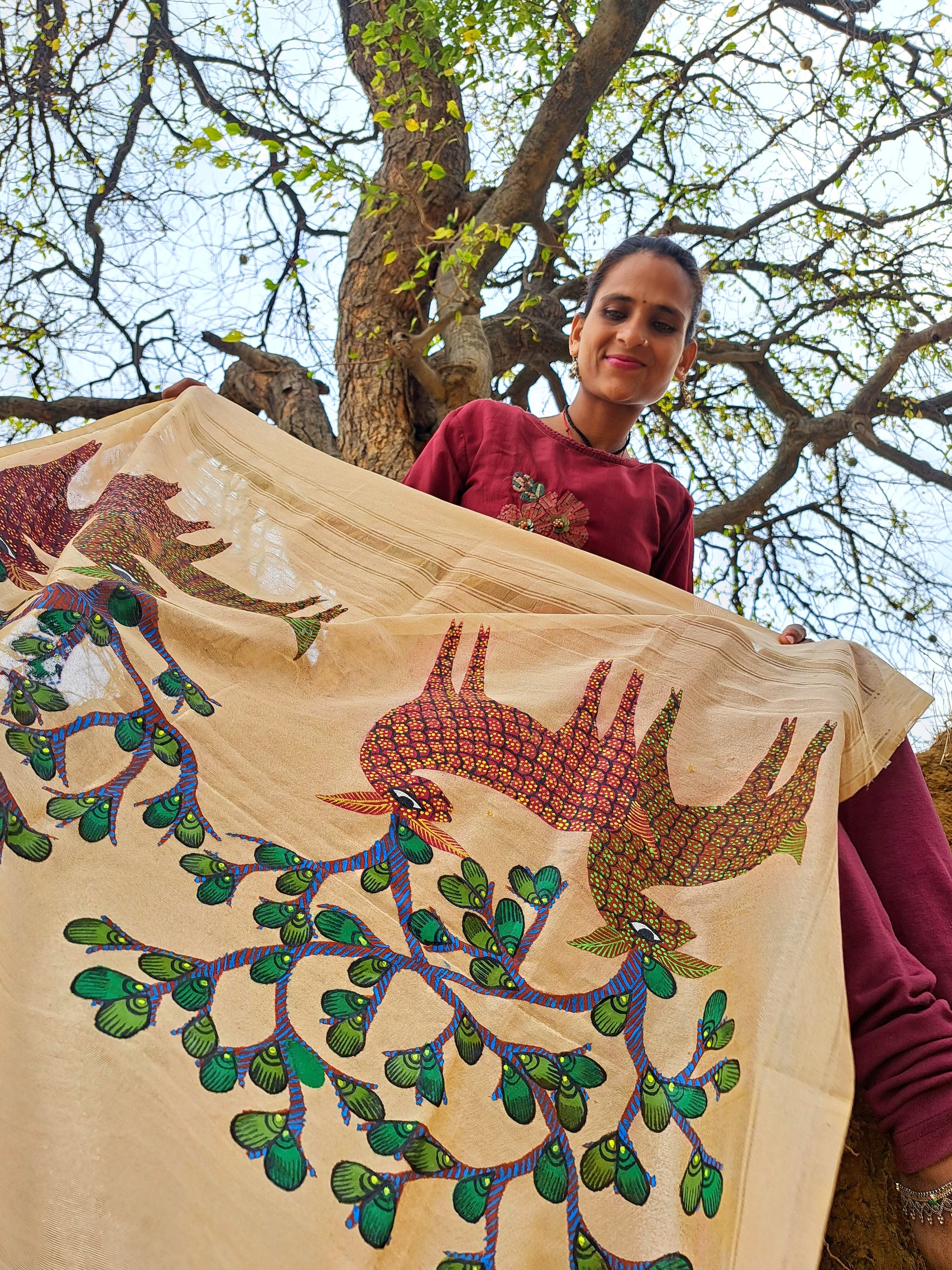 Original Gond Handpainted Dupatta