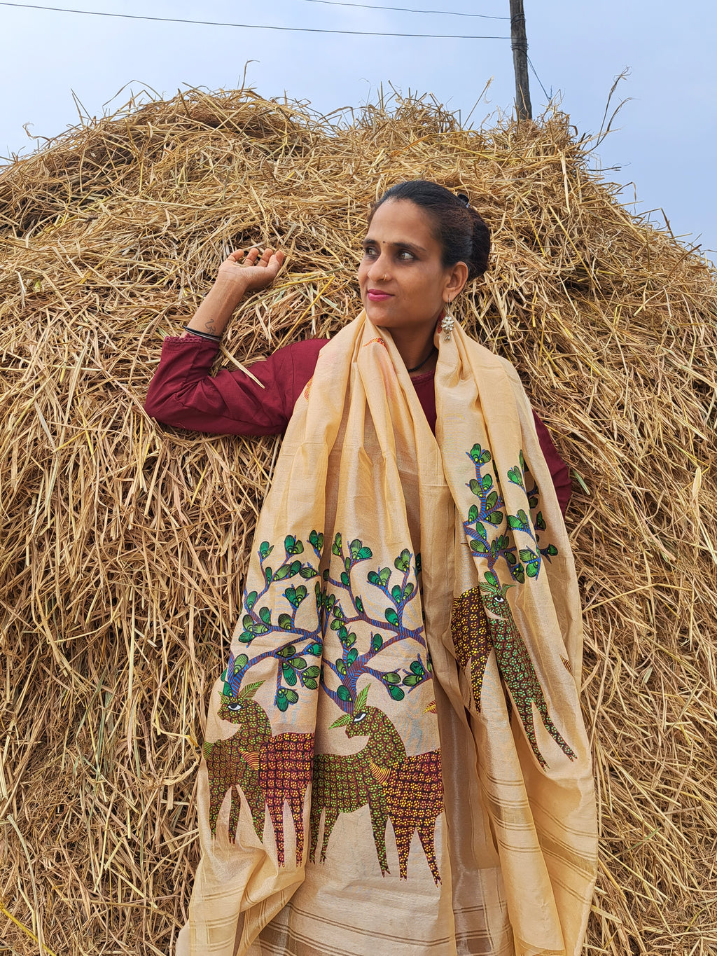 Original Gond Handpainted Dupatta